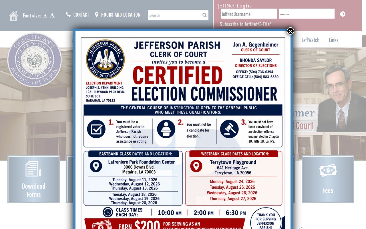 Jefferson Parish criminal court cases Clerk homepage