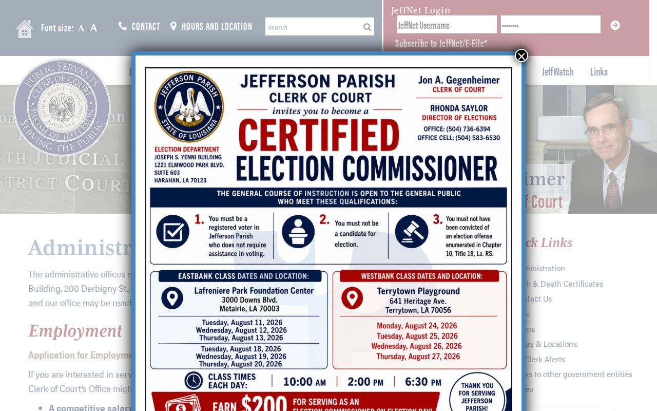 Gretna criminal history Jefferson Parish Clerk public records information
