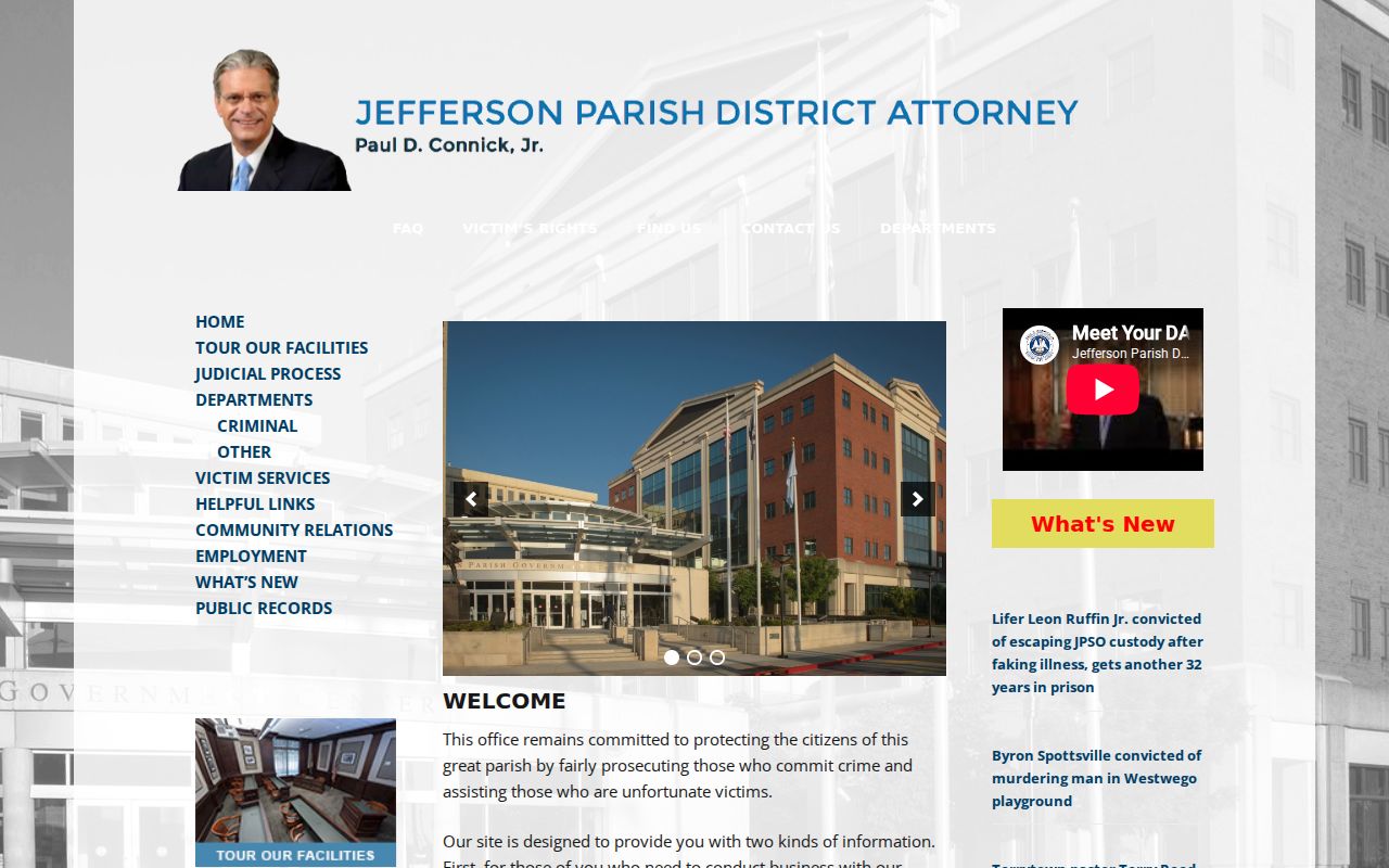 Jefferson Parish criminal history and district attorney records
