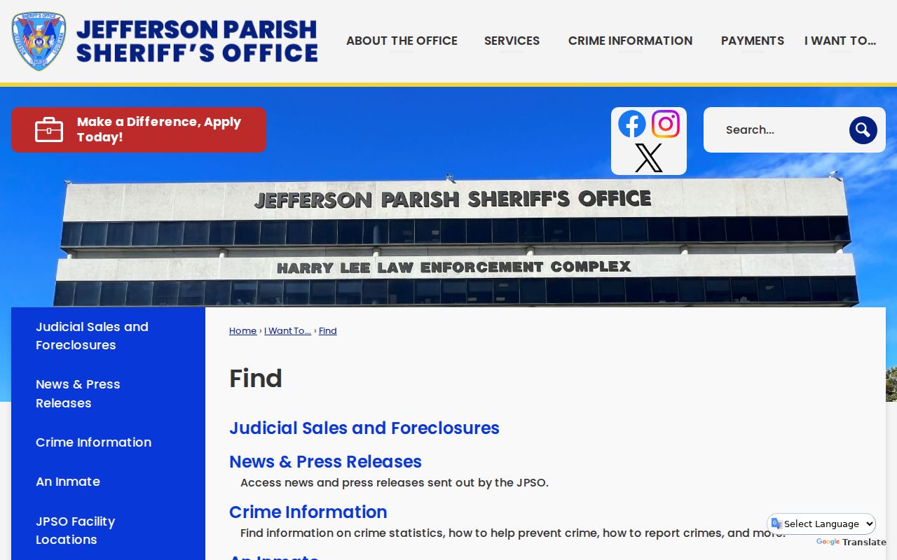 Jefferson Parish criminal history find services from JPSO